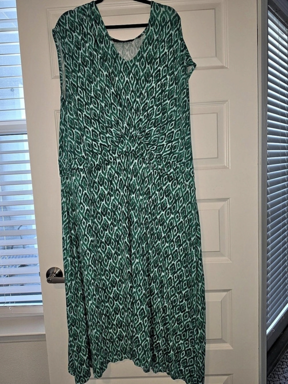 Colleen Lopez Geometric Maxi Dress Kelly Green Size Small 3x
